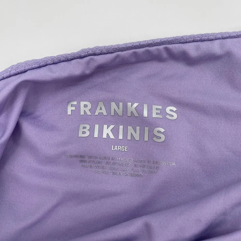 NEW FRANKIES BIKINIS Bikini Bottom Size Large Grotto High Waist Lilac Swim NWOT